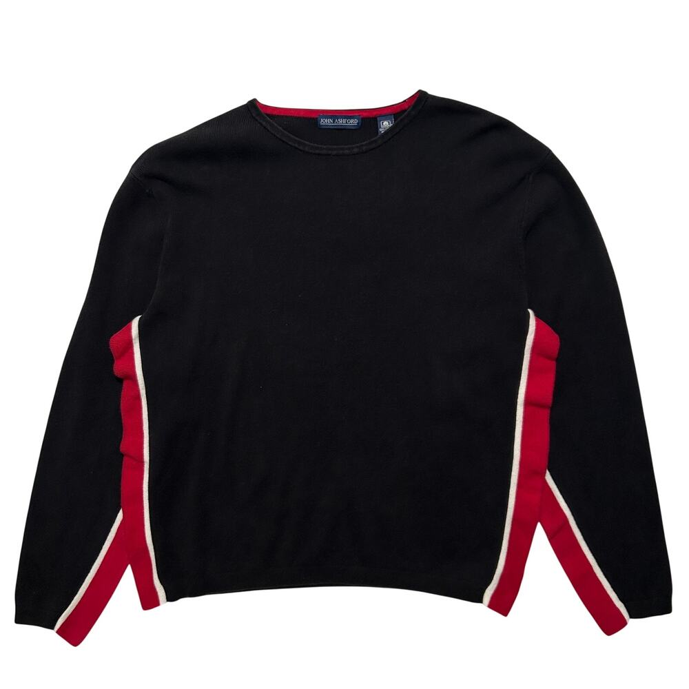 VTG 90's John Ashford Striped Pullover Sweater Black Red XL